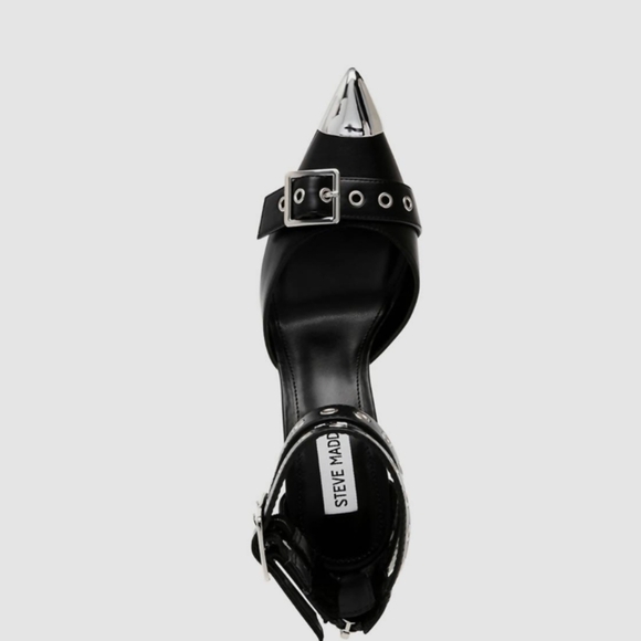 🔥ONLY TODAY🔥Steve Madden Black Shoes Buckle Detail Pointed Toe Stiletto sz 8.5 - Picture 3 of 11